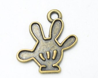 10 Bronze Cartoon Hand Charms, 20mm x 20mm Antique Bronze Bracelet Charm Necklace Charm in bulk charm bulk pendant Ba57