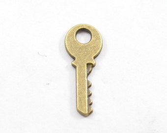 10 Bronze Key Charms, 18mm x 7mm, SHIPS FROM USA, Charm for Bracelet, Charm for Necklace, Charm in bulk, B13