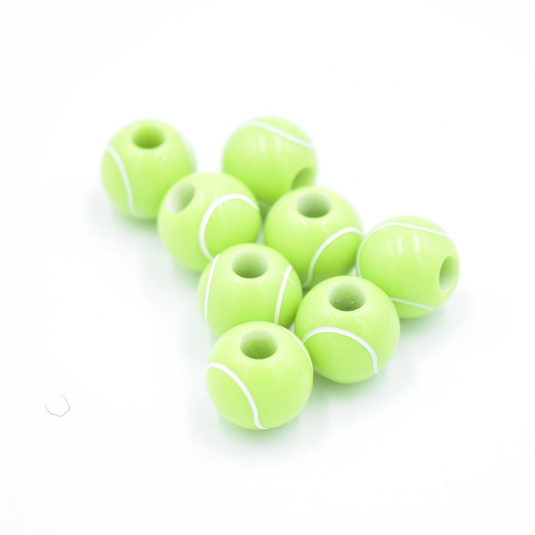 10 Tennis Ball Beads 12mm Acrylic Bulk Beads Jewelry Supplies Beading