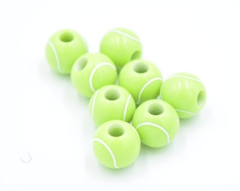 10 Tennis Ball Beads 12mm Acrylic - Bulk Beads - Jewelry Supplies - Beading Supplies C