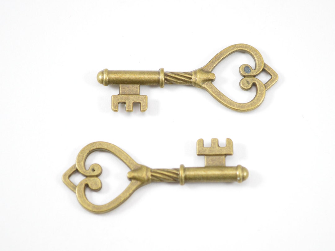 Bronze Heart Key Charm 10pcs 19mm X 40mm Antique Bronze Etsy