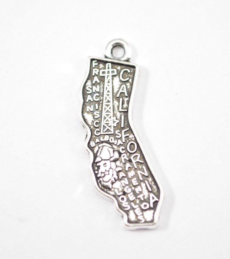 28mm x 10mm Antique Silver Charm Bracelet Charm Necklace Charm in bulk charm bulk pendant B17 Silver California State Charms 10pcs