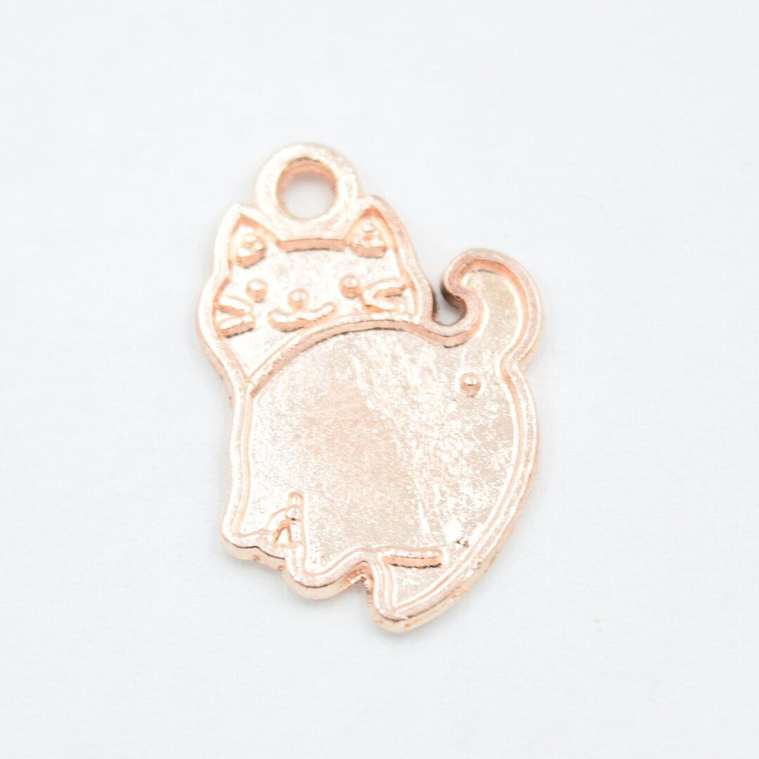 Rose Gold Cat Charms 10pcs 21mm X 15mm Ba21 Etsy