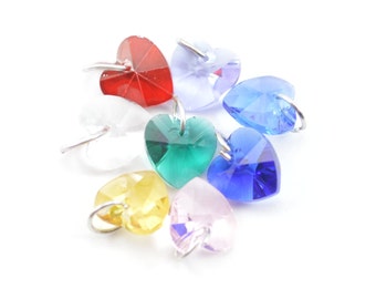 Heart Shaped Birthstone Charms - 10mm - Acrylic - Jewelry Supplies - Bracelet Charms B19