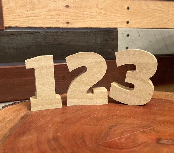 Chunky Wood Block Numbers, Unfinished Wood Numbers, 2 3/4 Tall X 2 3/8 Wide  X 3/4 Deep 