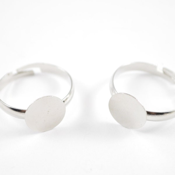 Solid Silver Ring Blanks 6-10 US Cabochon & Facetted Stones 9x7mm Stamped S925 - Foto 9