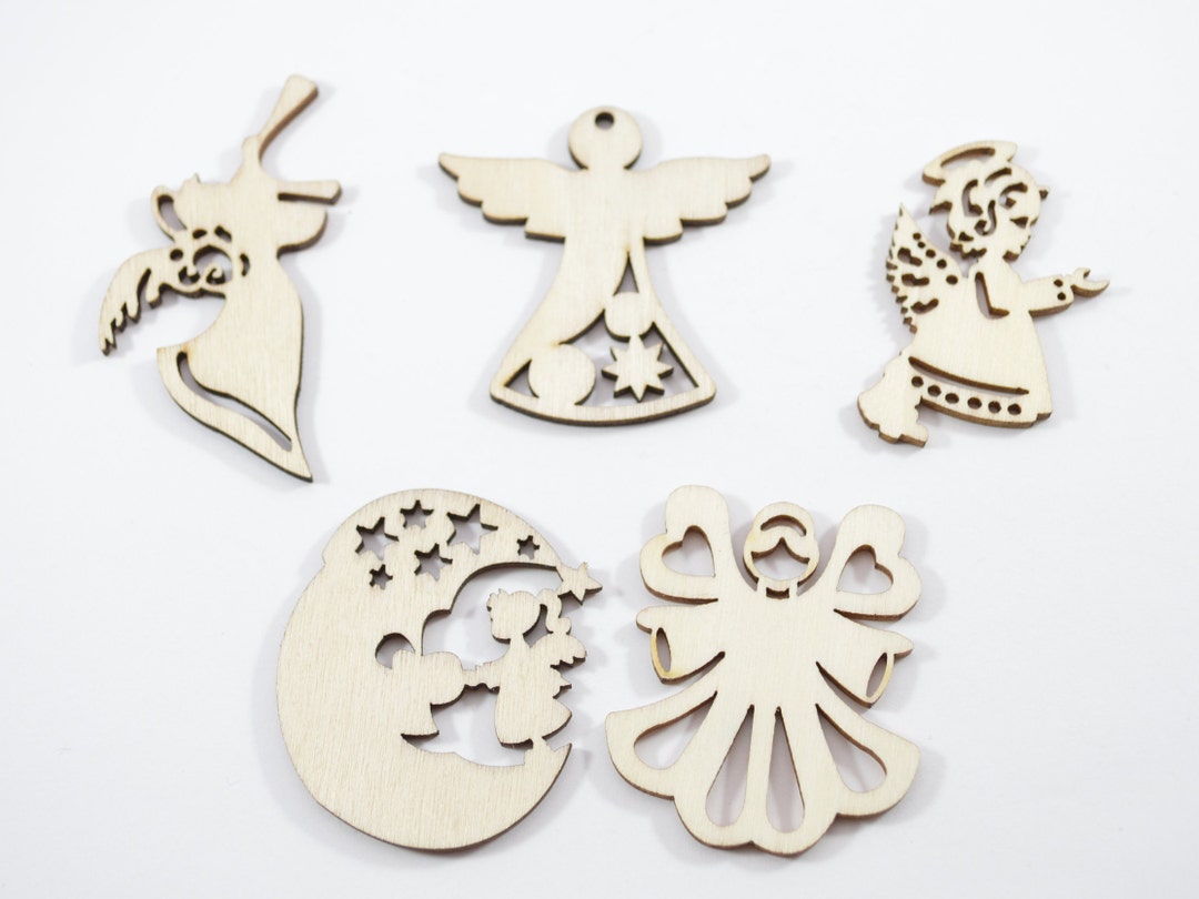 Wooden Angel Scrapbooking Craft Pattern - 10pcs - Appx 45mm Tall Wood ...