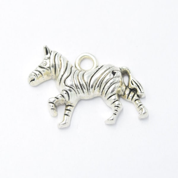 1 Silver Zebra Charms - 30mm x 22mm, Antique Silver Charm, Bracelet Charm, Necklace Charm, Charm in bulk, bulk pendant, B36