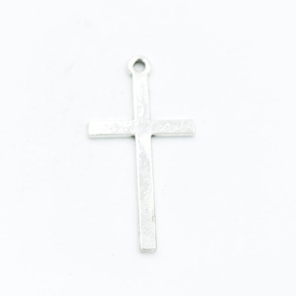 Antique Silver  Cross Charm - 39mm x 20mm - 1pcs Crucifix Bulk Crosses - DIY Jewelry - Bracelet Charm- Pendant - Necklace b41