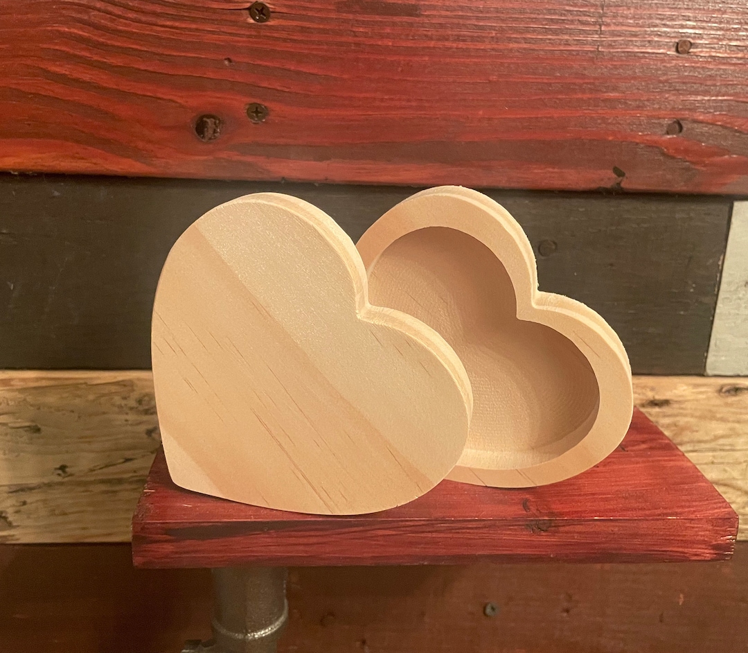 Unfinished Wood Heart Shaped Box With Lid, Wood Heart Box, Small