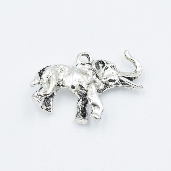 Silver Elephant Charm 1pcs Antique Silver 27mm X 18mm Animal Bulk