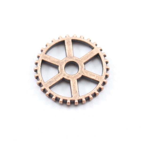 2pcs - Antique Copper Gear Charms - 20mm Diameter - Steampunk - Bulk - Wholesale - Pendant - Bracelet Charms - B52