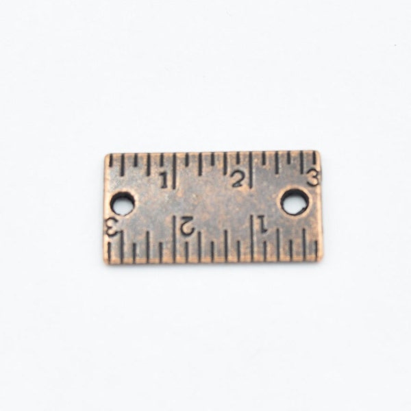 10 Copper Ruler Connector Charms 12mm x 22mm - yard stick - sewing - crafting - bracelet charm necklace charm in bulk - B98