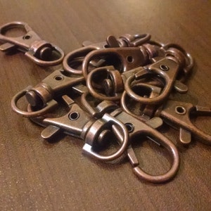10 Copper Lobster Clasps Swivel Antique Copper Bulk 38mm Jewelry Findings Jewelry Supplies Lanyard D178 image 3