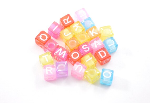 100pcs cube assorted colourful alphabet letter acrylic beads 6mm
