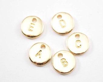 Gold Initial Charms 10mm - Gold Tone Jewelry Supplier - Jewelry Making Supplies - Bracelet Charm - Necklace Charm b5