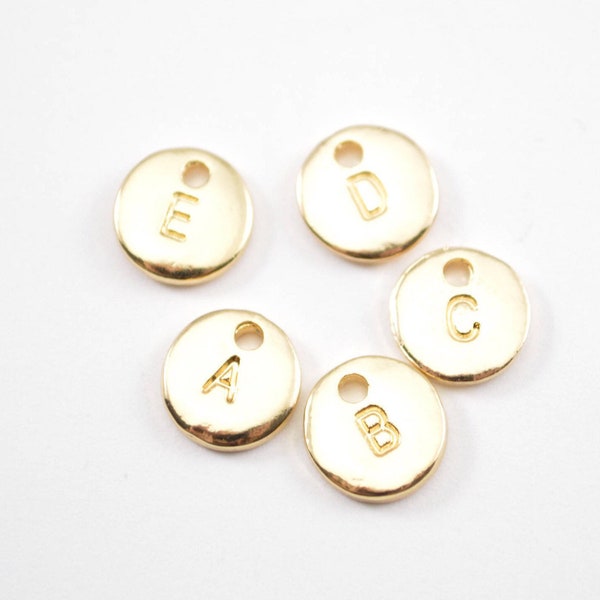 Gold Initial Charms 10mm - Gold Tone Jewelry Supplier - Jewelry Making Supplies - Bracelet Charm - Necklace Charm b5