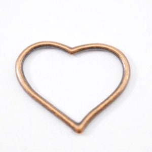 10 Copper Heart Charms, 23mm X 25mm, Antique Copper B44