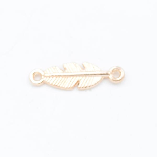 Rose Gold Feather Connector Charms 10pcs - 22mm x 7mm Rose Gold Charm Bracelet Charm Necklace Charm in bulk charm bulk pendant b95