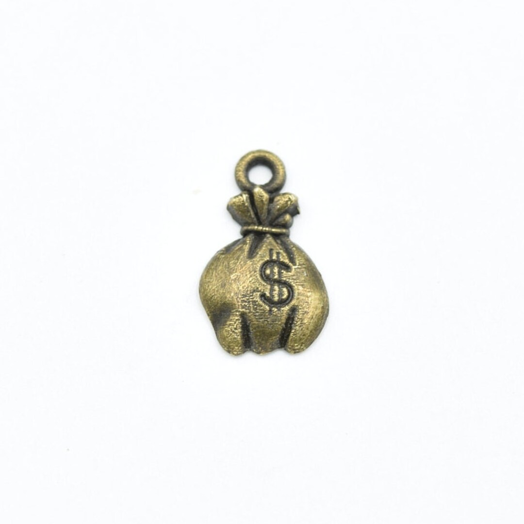 1 Bronze Money Bag Charms 19mm X 12mm Antique Bronze Charm Bracelet