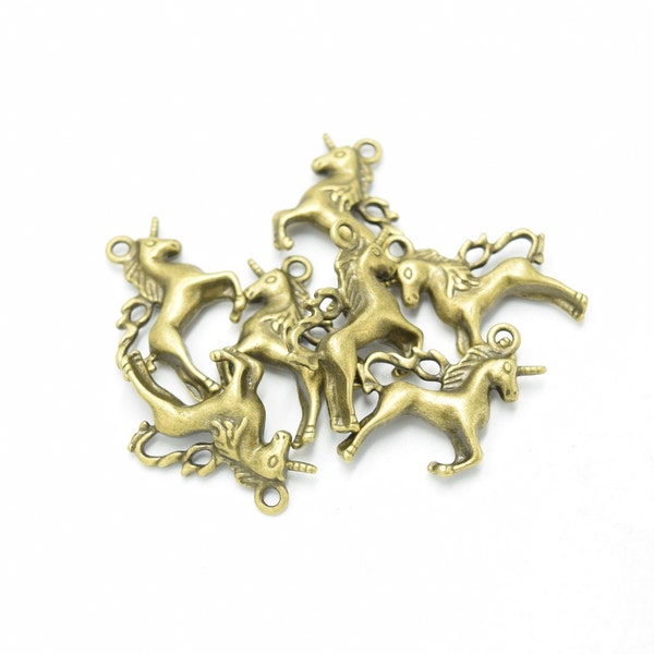 10 Bronze Unicorn Charm b40