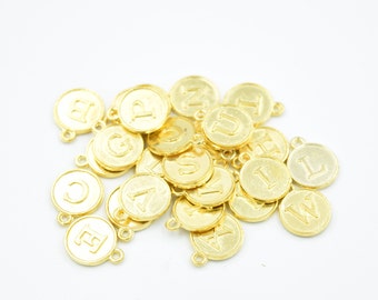 Gold Tone Initial Charms - 13mm Letter Charms - Jewelry Making Supplies - Bracelet Charm - Necklace Charm - Charm in bulk - d140