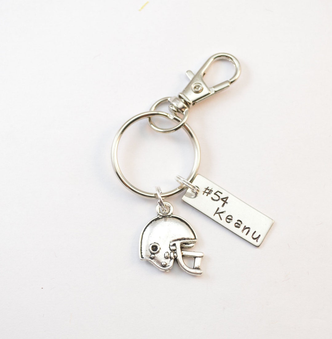 Custom Stamped Football Keychain Zipper Pull Team Gift Etsy