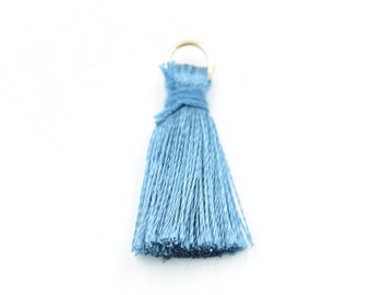 10 Blue Tassels - 20mm - Keychain - Purse Strap - Pendant - Earring - Bulk - Wholesale - c14