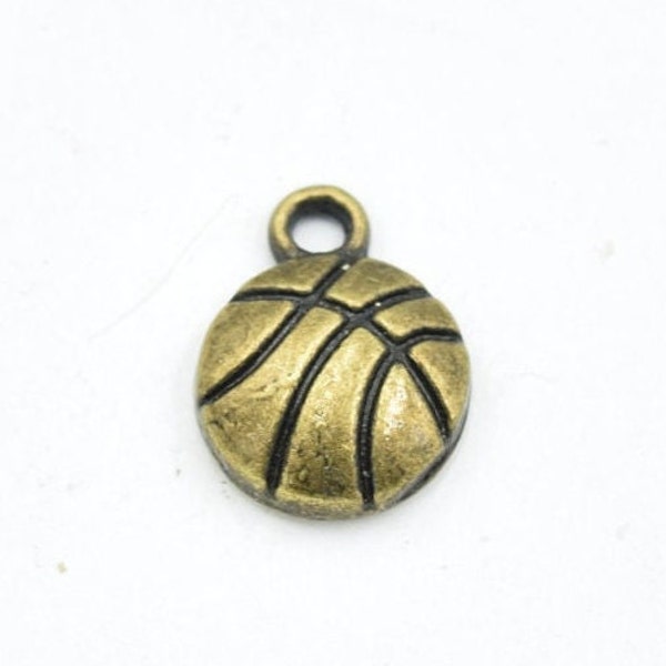 Bronze Basketball Charms 1pcs, 14mm x 10mm Antique Bronze Basketball Charm Bracelet Charm Necklace Charm in bulk charm bulk pendant - ba25