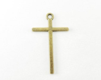 10 Bronze Cross Pendant, 45mm x 28mm, Antique Bronze Cross Charm, Bracelet Charm, Necklace Charm, Charm in bulk B84