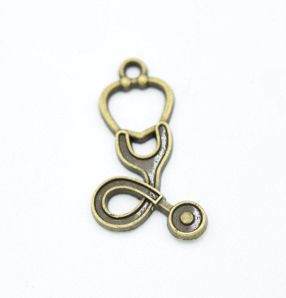 10 Bronze Stethoscope Charms, 16mm X 29mm  Medical Bracelet Charms Bulk  Charms Wholesale B13 