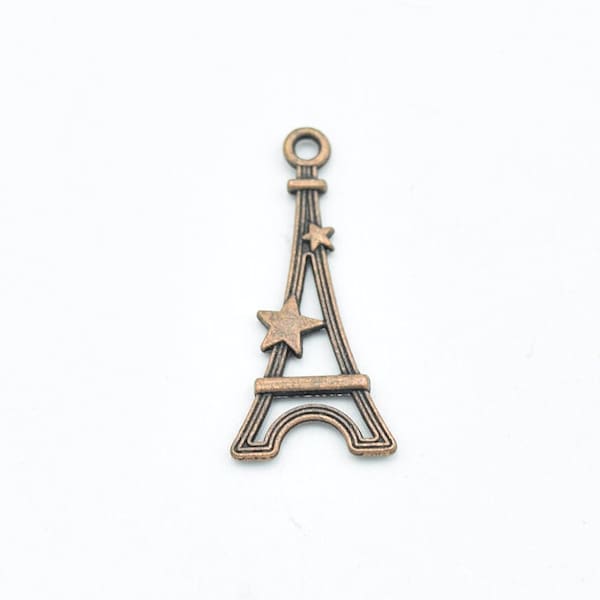 1 Copper Eiffel Tower Charms with Stars, 29mm x13mm, Antique Copper Charm Bracelet Charm Necklace Charm in bulk charm bulk pendant Ba27