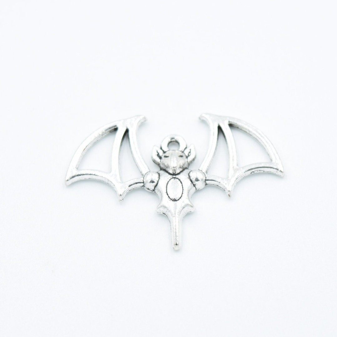 Xanadu Designs Silver Plated Bat Charms – 23mm Halloween Charms (10, 20, Or 50 Pieces)