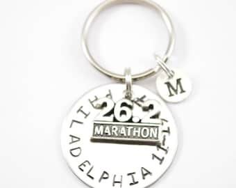 Custom Stamped Marathon Gift Key Chain - 2023 Marathon Gift - Gift for Runner  - Stamped Key Chain - Personalized Keychain wb27