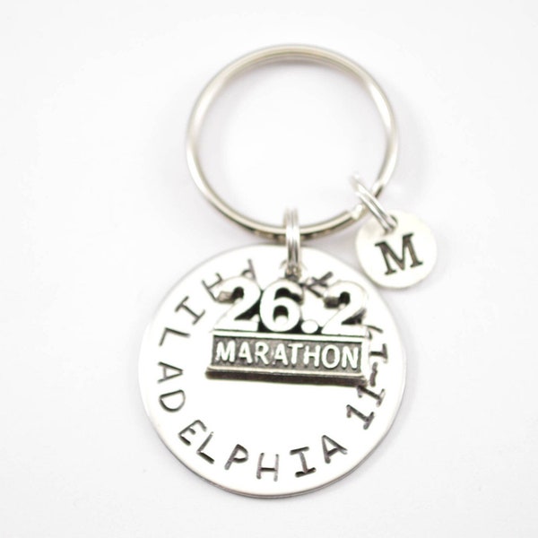 Custom Stamped Marathon Gift Key Chain - 2023 Marathon Gift - Gift for Runner  - Stamped Key Chain - Personalized Keychain wb27