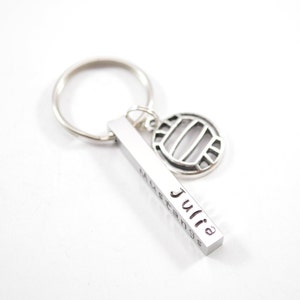 Volleyball keychain - hand stamped - name keychain bar keychain - key chain personalized team gift - custom ba5