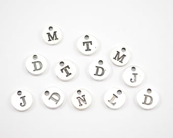 Silver Initial Charms - 10mm Letter Charms - Jewelry Making Supplies - Bracelet Charm - Necklace Charm - Charm in bulk - B4