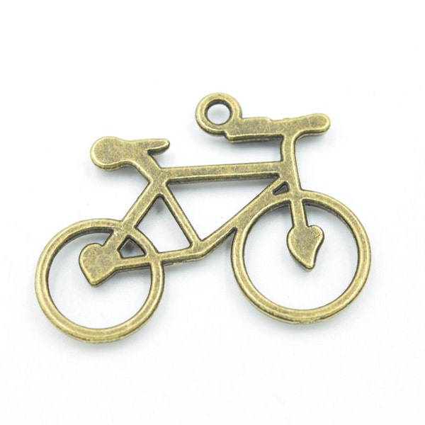 10 Bicycle Charms Bronze Tone B90