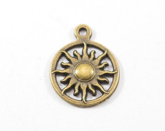 Bronze Sun Charms - Star - 1pcs - Bulk - Wholesale - B72