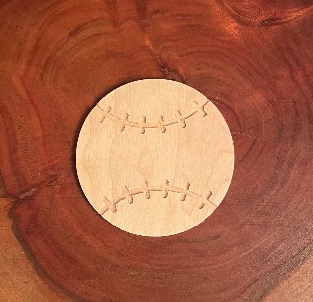 Baseball Wood Cutout, Cnc Cut Softball Shape, DIY Craft Embellishment, Wood Softball Shape 3.75