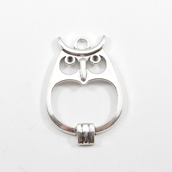 10 Silver Owl Charms, 35mm x 24mm, Antique Silver Bracelet Charm, Necklace Charm, Charm in Bulk Charm, Owl Charm Ba29