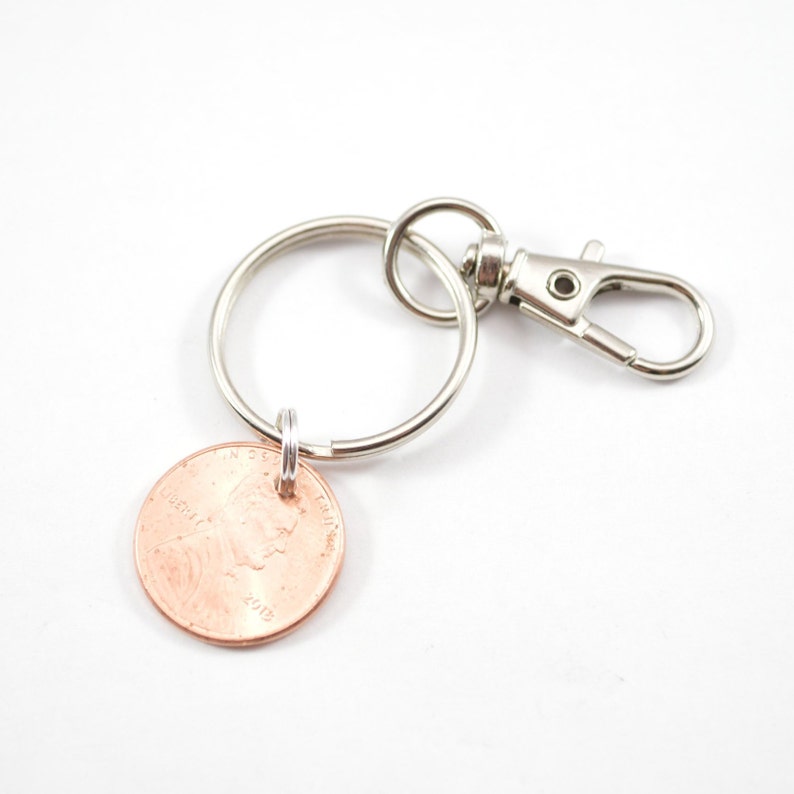 Lucky Penny Keychain, Custom Key Chain, Zipper Pull C image 1