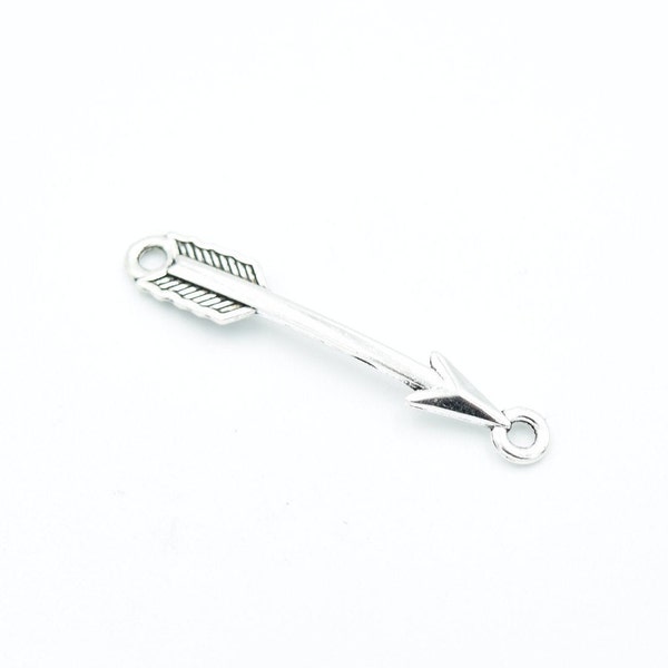 6 Arrow Connector Charm Silver Tone Charm in Bulk b91