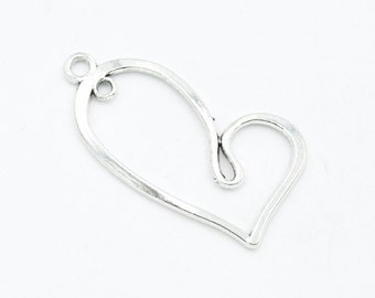 10 Silver Heart Charm ba43