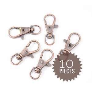 10 Copper Lobster Clasps Swivel Antique Copper Bulk 38mm Jewelry Findings Jewelry Supplies Lanyard D178 image 1