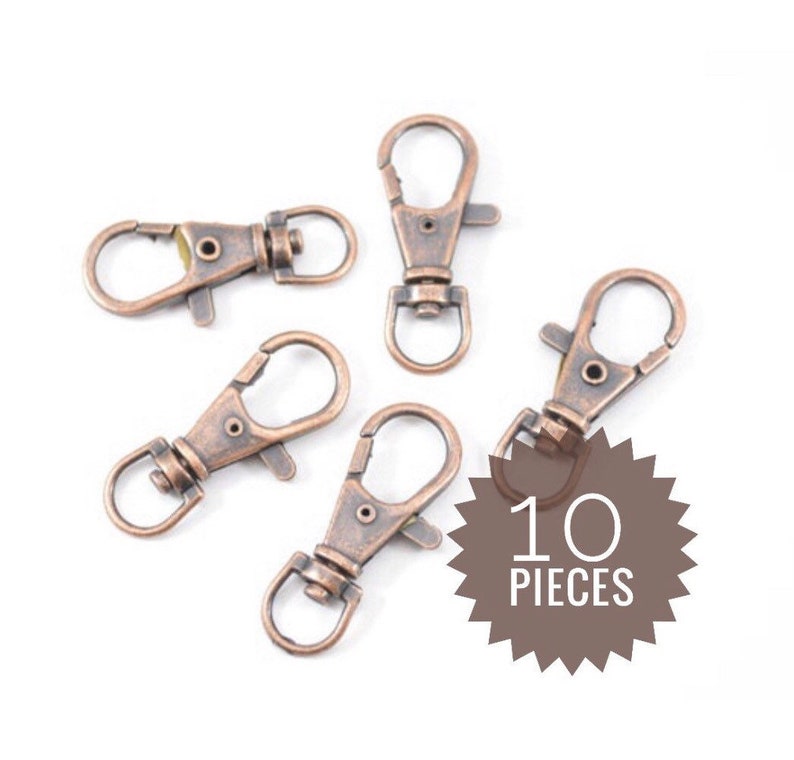10 Copper Lobster Clasps Swivel Antique Copper Bulk 38mm Jewelry Findings Jewelry Supplies Lanyard D178 image 1