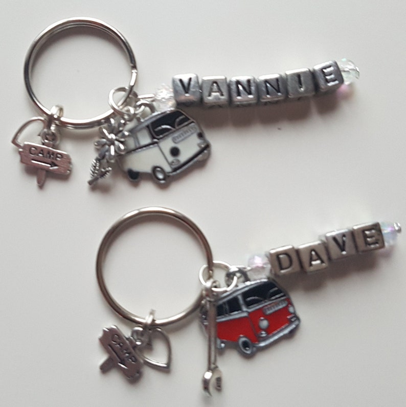 Camper Van Keyring Silver Alloy /& Enamel