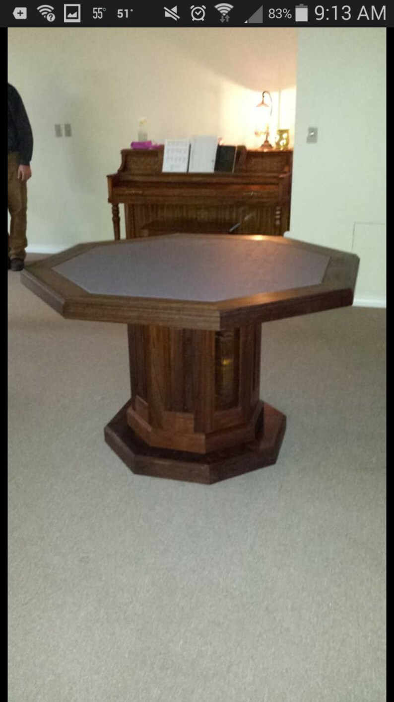 Poker Table, Custom Made, Octagonal Shape, Exotic Sedua Wood, Solid