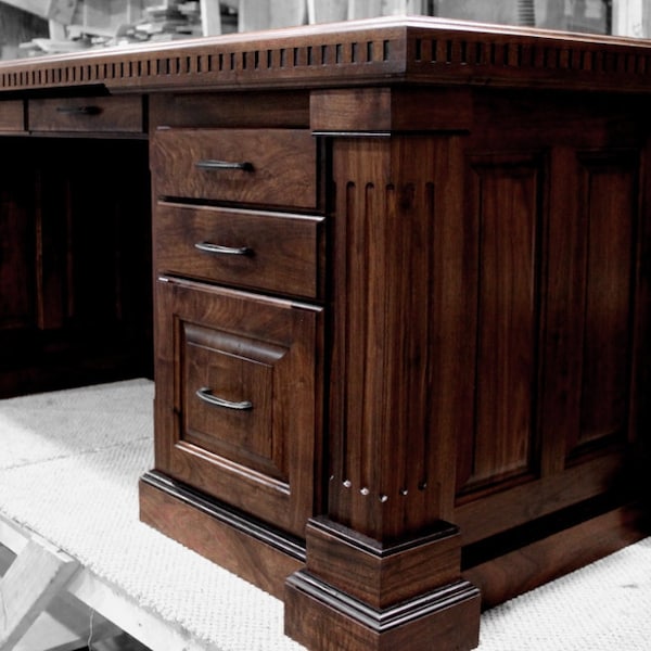 Solid Wood Desk Etsy