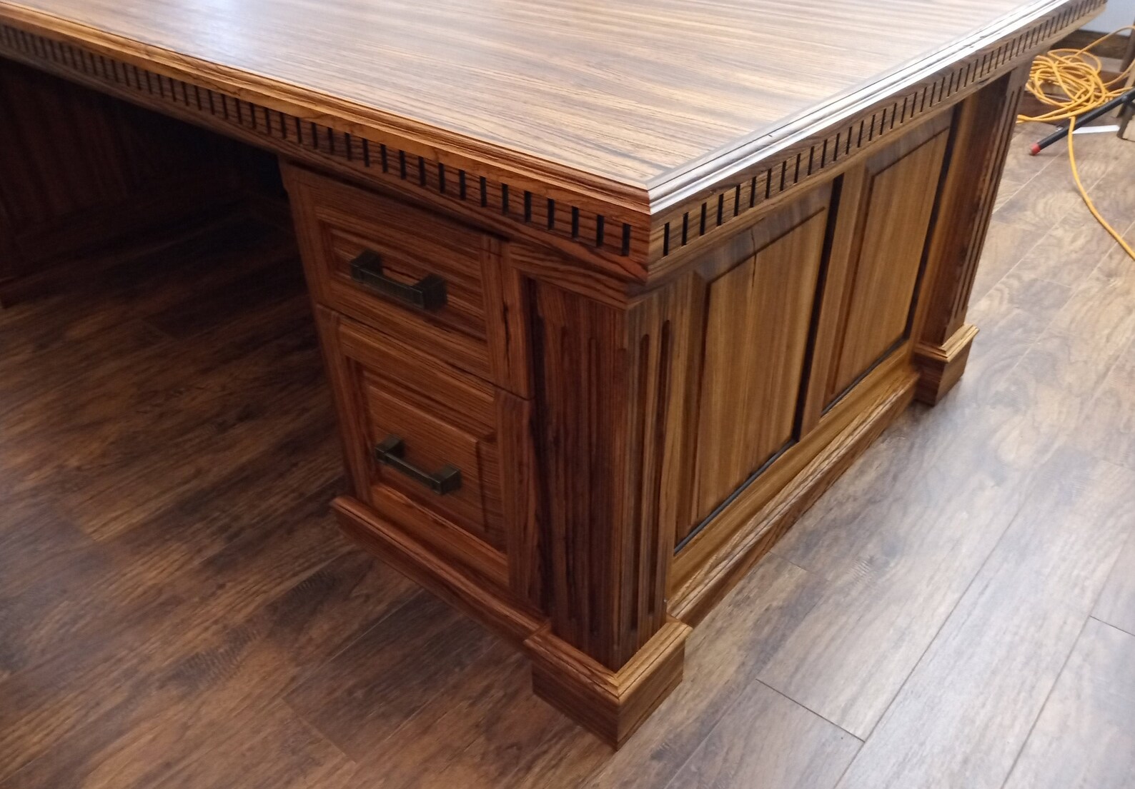 Executive Desk, Custom, Zebra Wood, Solid Wood Etsy